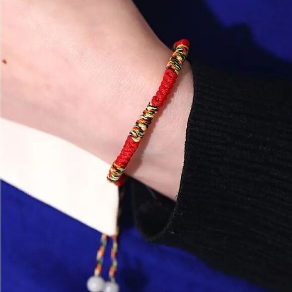 Vibrant Bohemian Braided Adjustable Rope Bracelet Red or Yellow - Picture 9 of 13